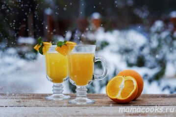 Чай с апельсином, яблоками и корицей